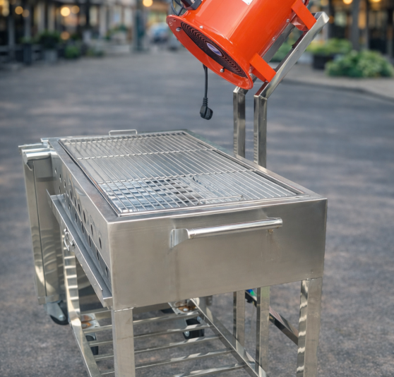 Lò Nướng Than Inox Có Quạt Thổi Gió