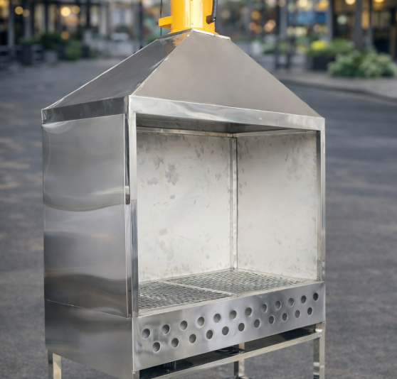 Lò Nướng Than Inox Công Nghiệp Có Quạt Hút Khói