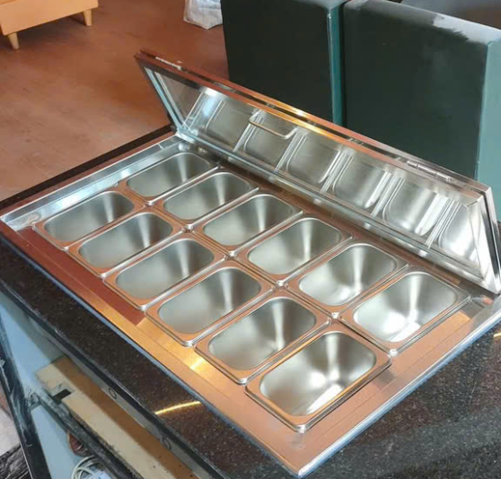 Thùng Đá Inox Âm Bàn Có Khay Topping