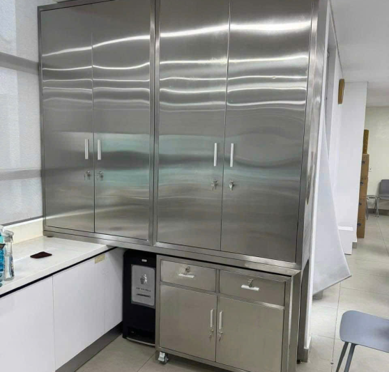 Tủ Inox Pantry 2 Cửa Mở Có Hộc Kéo