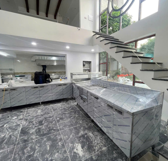 Tủ Inox Pantry 304 Cho Bếp – 2 Cửa Mở, Có Ngăn Kéo & Mặt Quầy