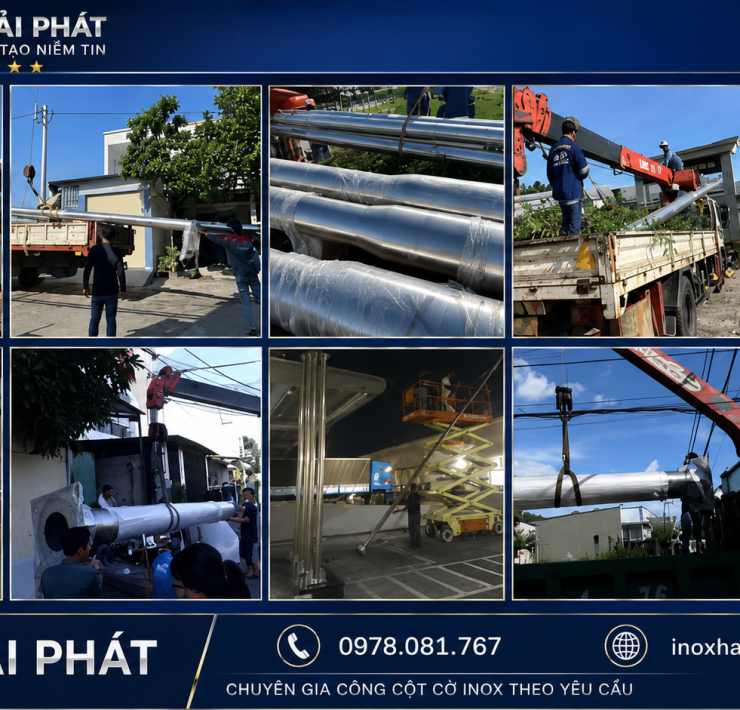 gia công cột cờ inox 