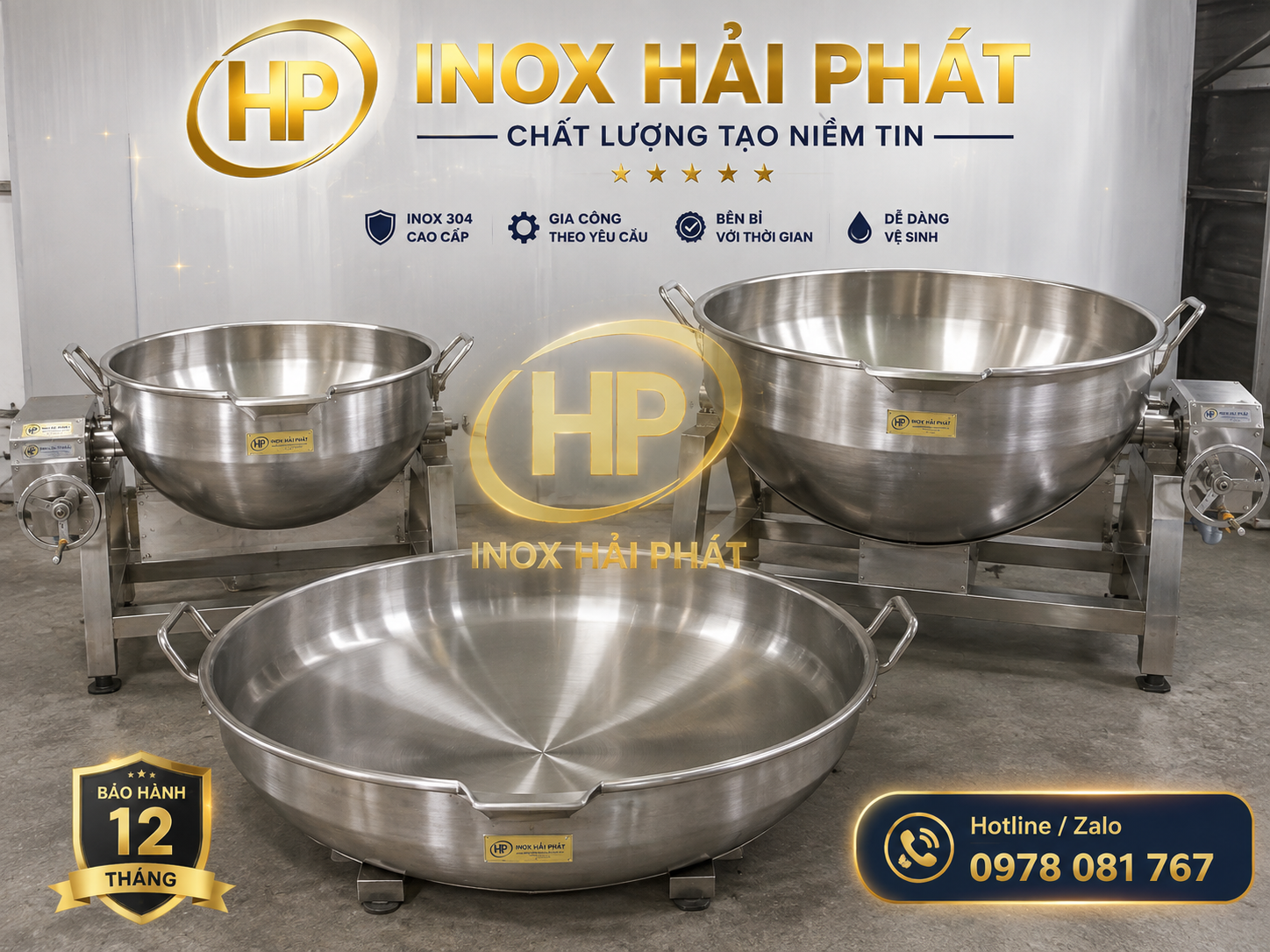 chảo inox 304 công  ghiệp