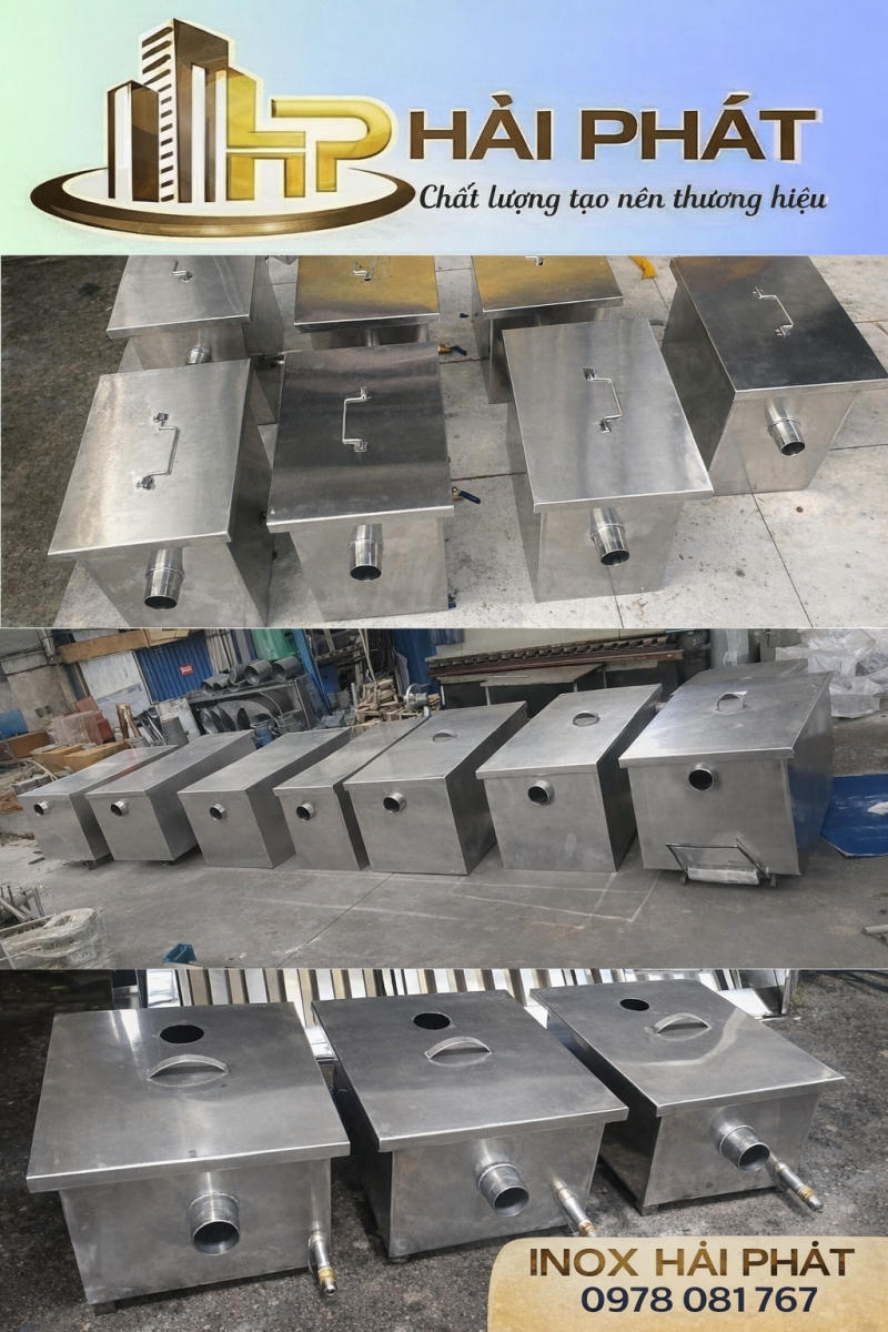 các loại bẫy mỡ inox gia đình nhà hàng công nghiệp