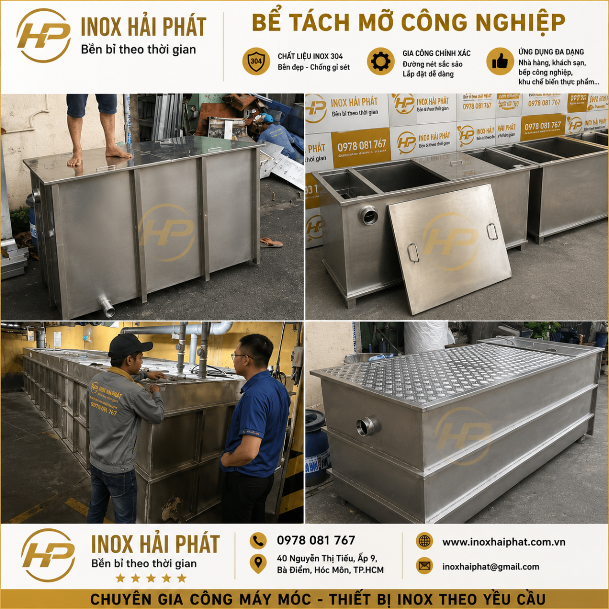  bể tách mỡ công nghiệp 1700L inox 304 Hải Phát