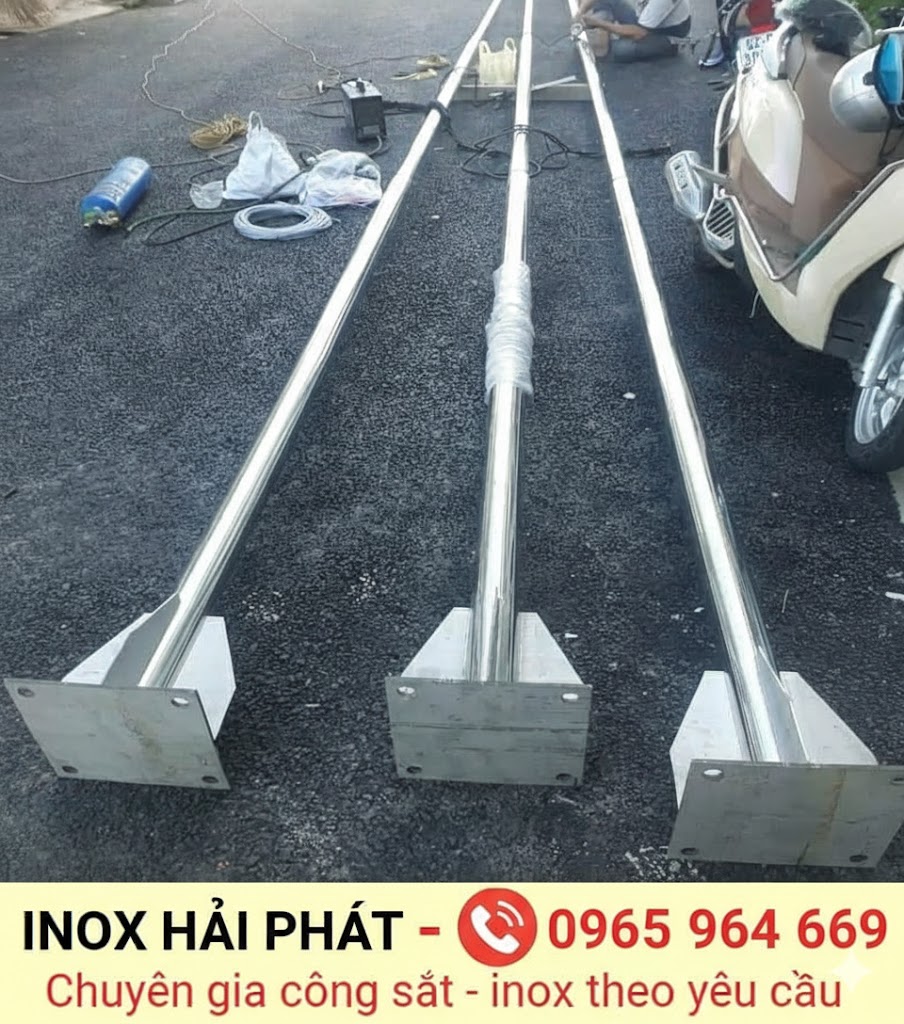 Thi công, lắp đặt cột cờ inox cột cờ inox ngoài trời cao 6m