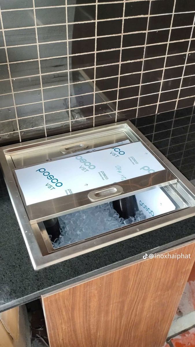 thùng đá inox âm bàn