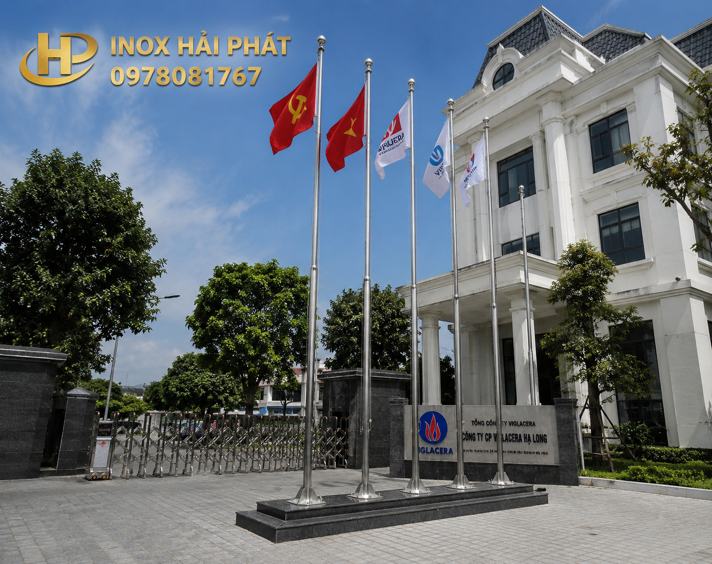  cột cờ inox nhà máy