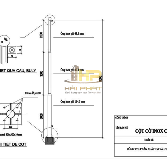 Cột Cờ Inox Cao 8M