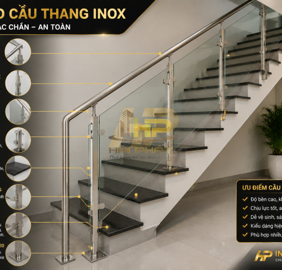 cầu thang inox đơn giản 