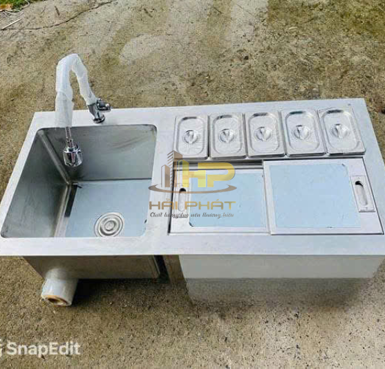 Thùng Đá Inox 304 Âm Quầy 2 Ngăn