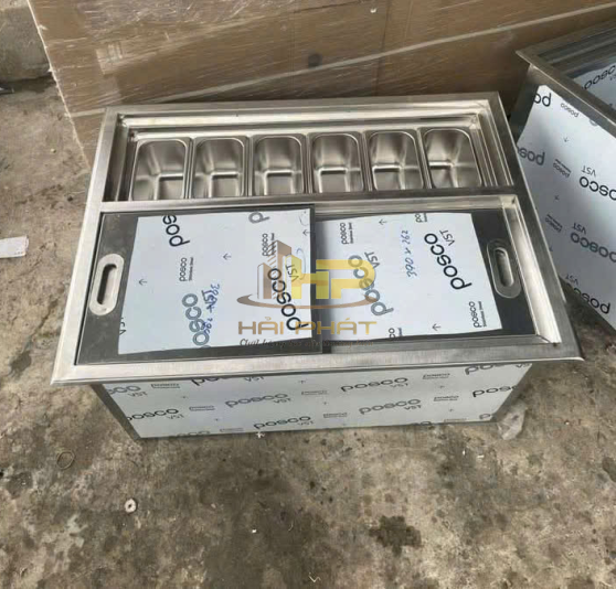 Thùng Đá Inox 304 Âm Quầy 2 Ngăn