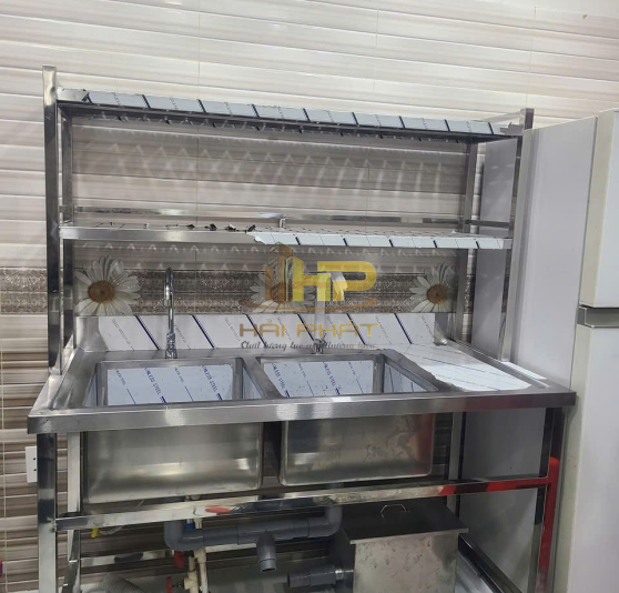 Bồn Rửa Chén Inox Công Nghiệp 4 Ngăn Lớn