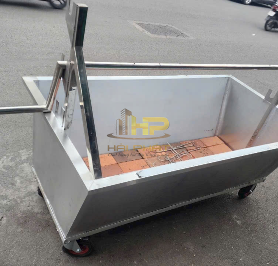 Lò Quay Heo Than Inox Có Motor Xoay